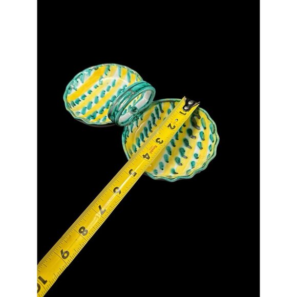 Fratelli Fanciullacci ? Pottery Divided Dish Condiment Olive Green Yellow Italy - Picture 12 of 14